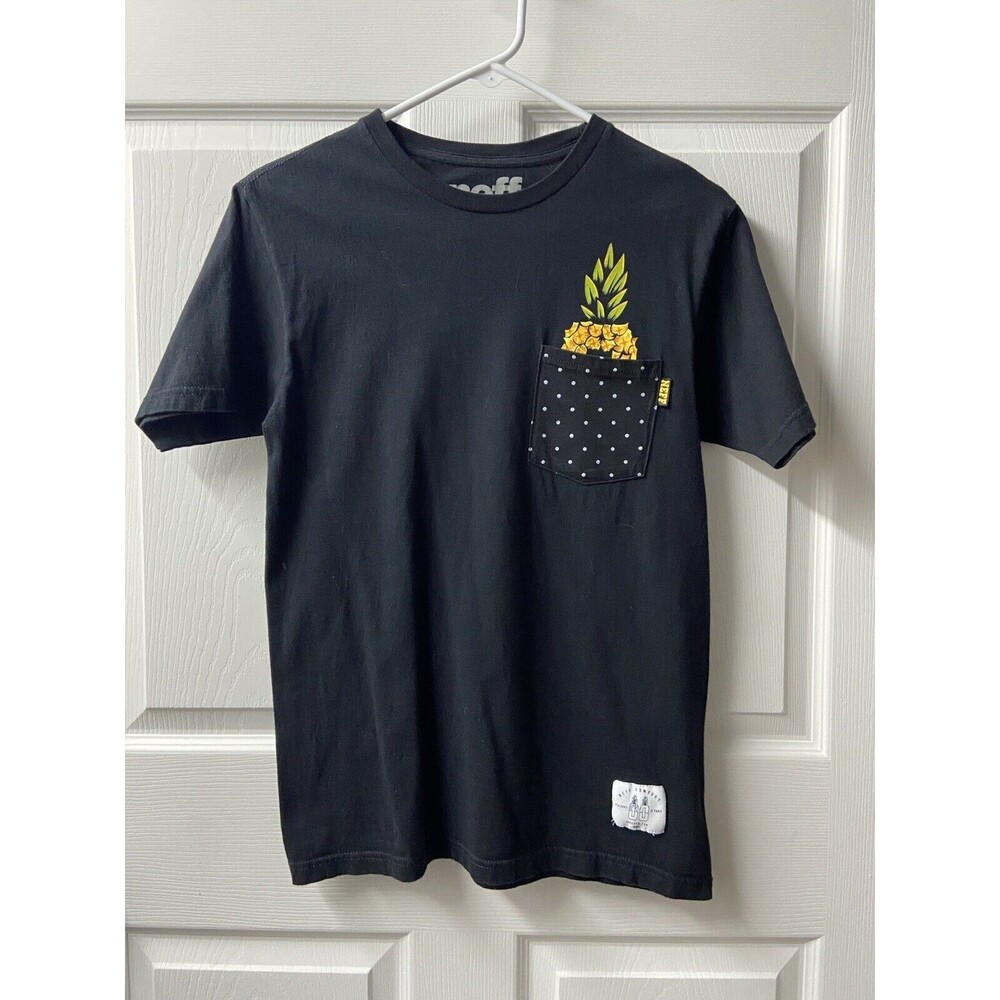 Neff Womens Small Black Pinapple Pocket T Shirt